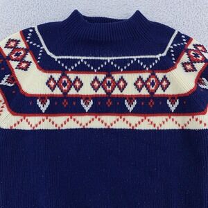Vintage 80s JCPenney Nordic Knit Mock Neck Sweater Medium‎ Ski Pullover Acrylic